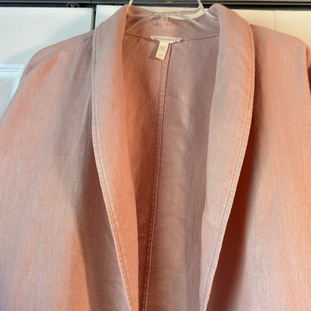 Eileen Fisher Organic Linen Shawl Collar Jacket Dusty Pink Rose Size S - Picture 5 of 15